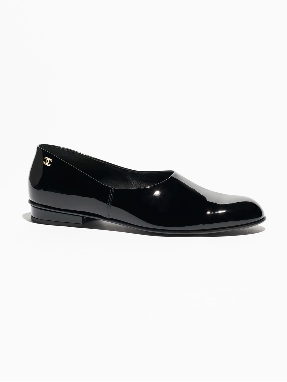 Chanel Cruise 24/25 Runway Black Patent Leather Moccasins, 38.5